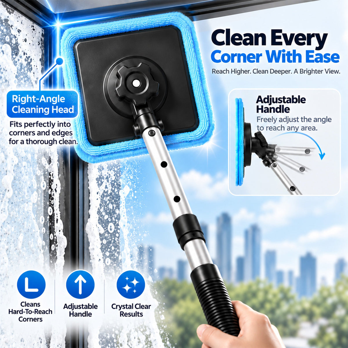 Magnetic Glass Cleaner — Dual-Side Cleaning, Washable Pads & Versatile Home and Car Use | One Kit. Cleaner Glass. Less Effort. 💎