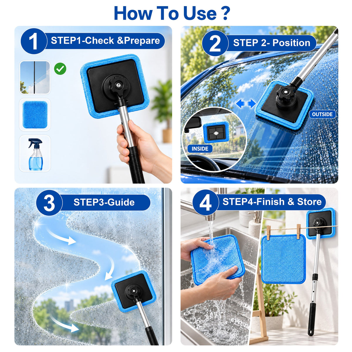 Magnetic Glass Cleaner — Dual-Side Cleaning, Washable Pads & Versatile Home and Car Use | One Kit. Cleaner Glass. Less Effort. 💎