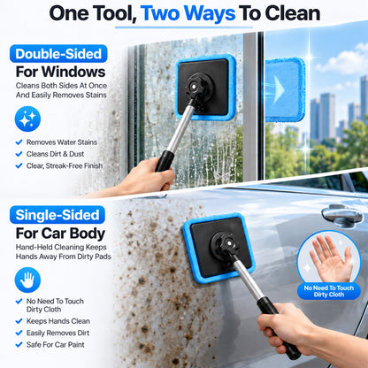 Magnetic Glass Cleaner — Dual-Side Cleaning, Washable Pads & Versatile Home and Car Use | One Kit. Cleaner Glass. Less Effort. 💎