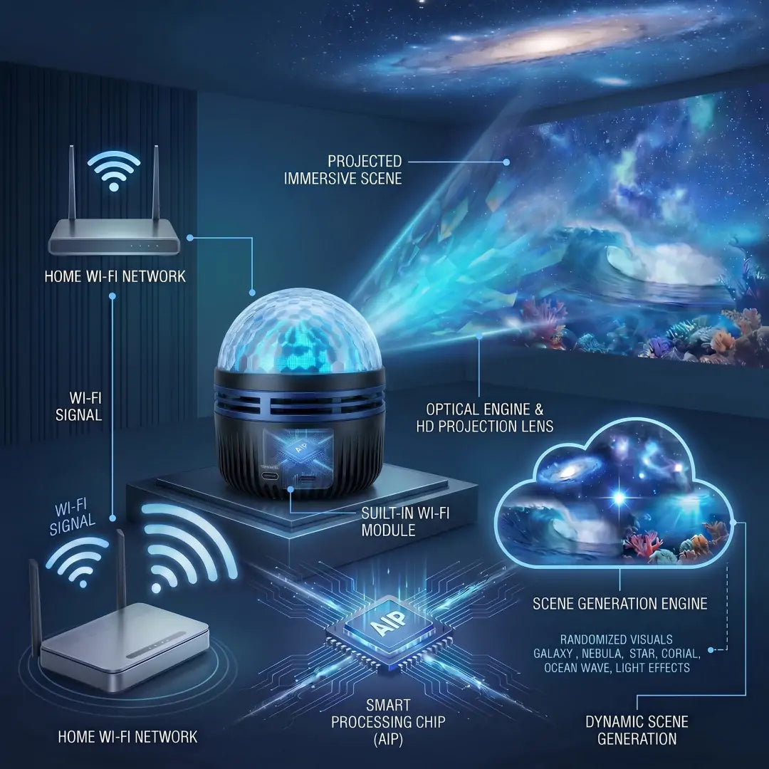 🎈✨SCNDR® 360° Smart Holographic Starry Sky Projector (HD Smart Dynamic 5D)