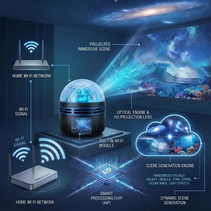 🎈✨SCNDR® 360° Smart Holographic Starry Sky Projector (HD Smart Dynamic 5D)