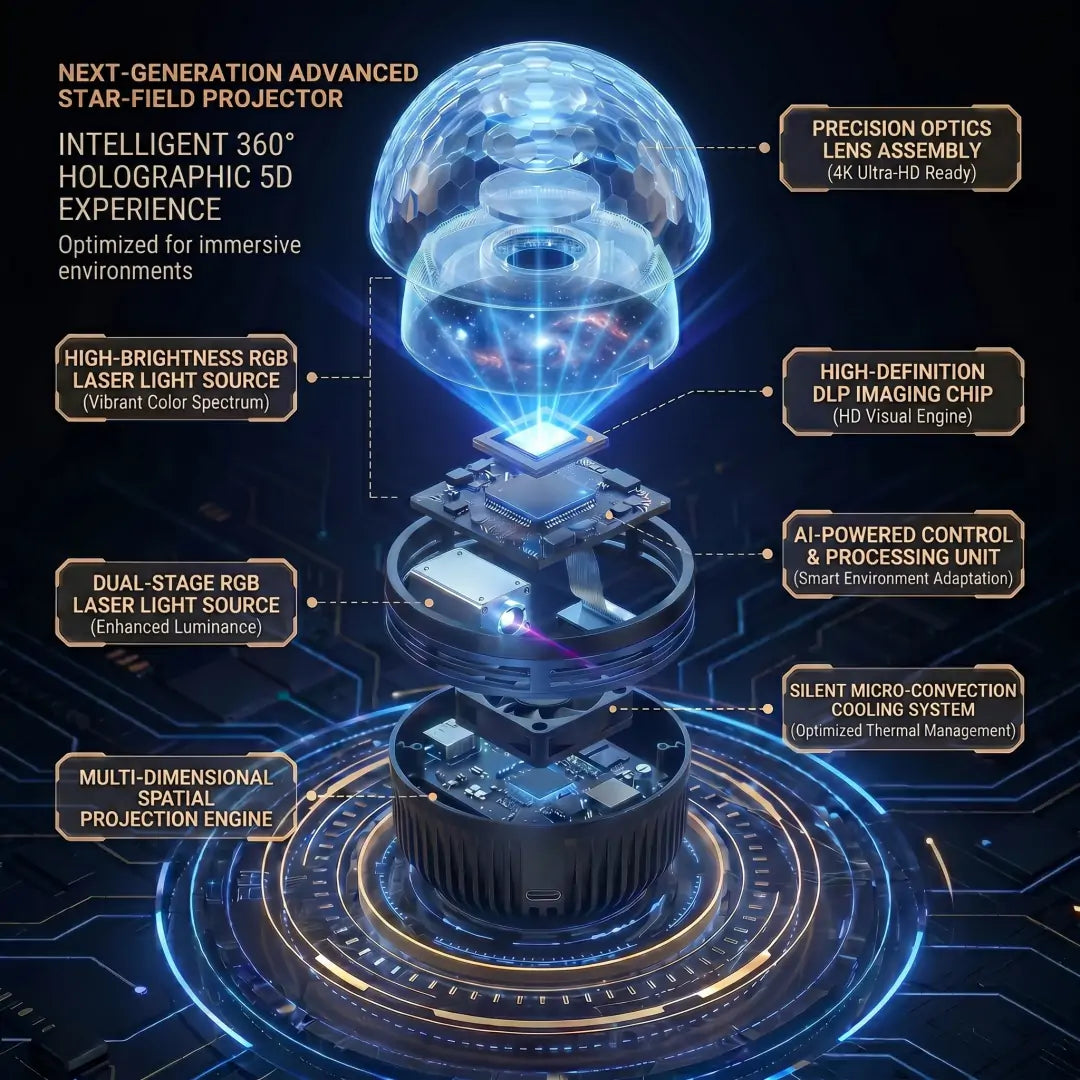 🎈✨SCNDR® 360° Smart Holographic Starry Sky Projector (HD Smart Dynamic 5D)