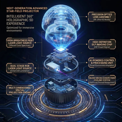🎈✨SCNDR® 360° Smart Holographic Starry Sky Projector (HD Smart Dynamic 5D)